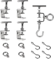 4 pezzi di C-clamp in acciaio inossidabile regolabile da 0 a 25 mm con ganci e viti a anello - per lavorazione del legno e saldatura