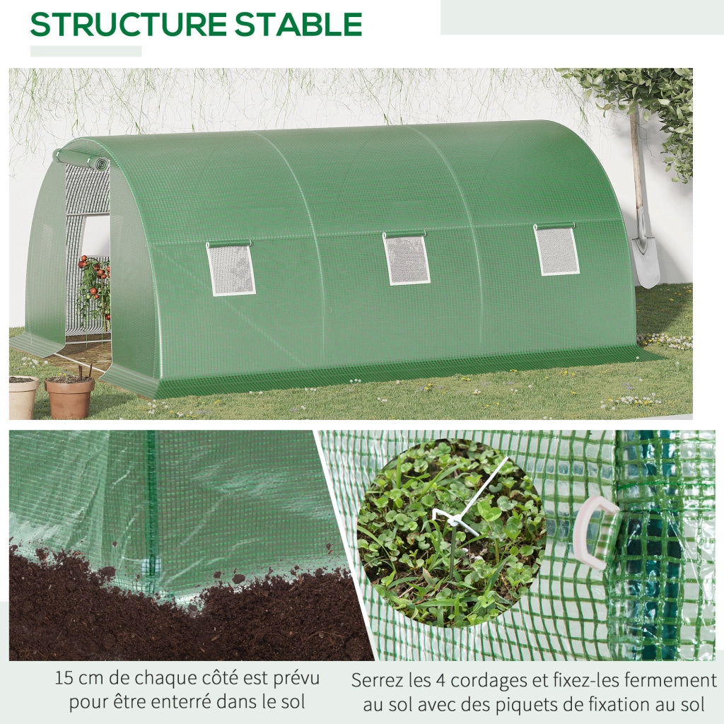 Serra da giardino tunnel ¨C zephmum ¨C verde 4.5x3x2m acciaio galvanizzato