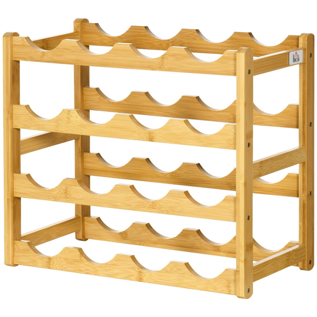 Portabottiglie in bamb¨´ 4 ripiani 16 bottiglie ¨C Xylo ¨C legno naturale 43x23,5x38 cm