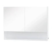 Armadietto con Specchio a Muro, Luci a LED, Ripiano Aperto e Ripiano Interno, 80x15x60cm