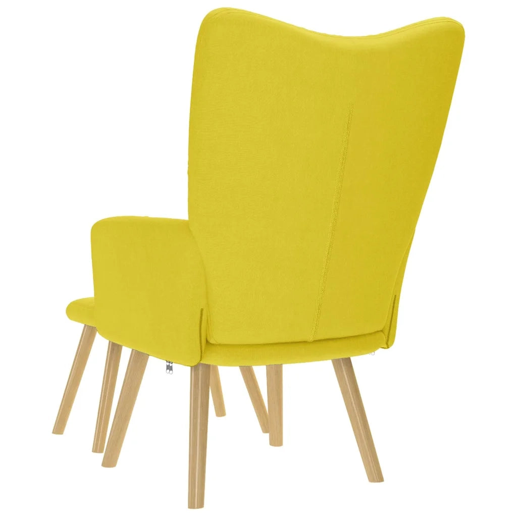 Sedia Relax con Poggiapiedi Giallo Chiaro in Tessuto 4016787