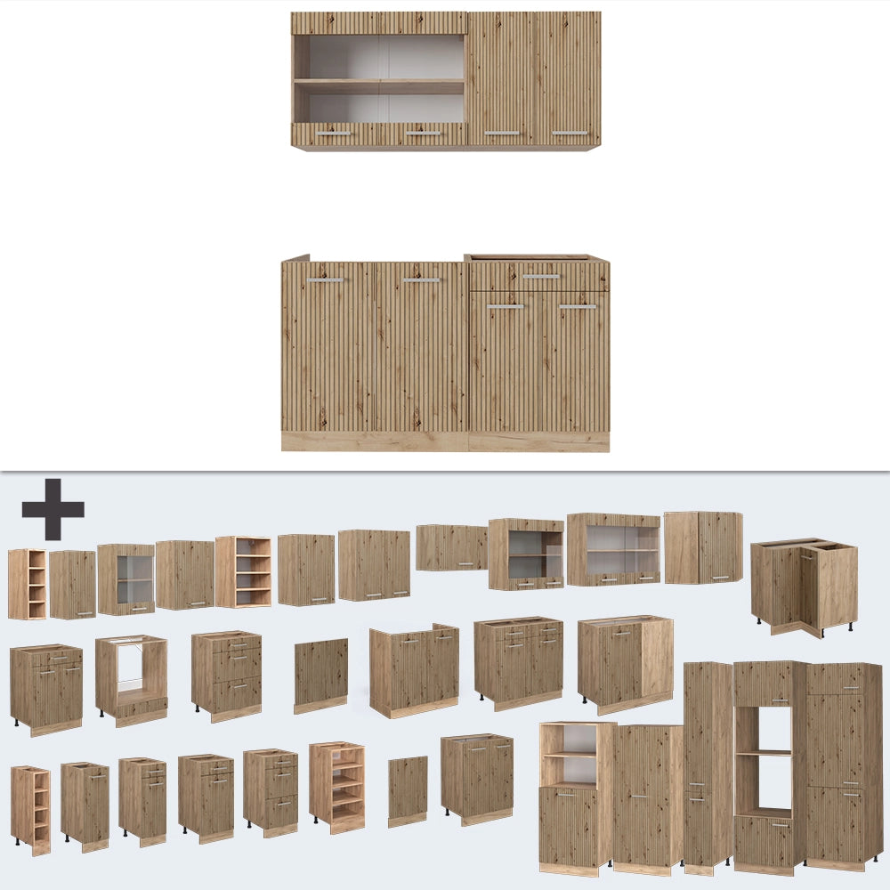 Vicco Cucina monoblocco Rovere artigianale/rovere Goldkraft 140 cm senza piano di lavoro