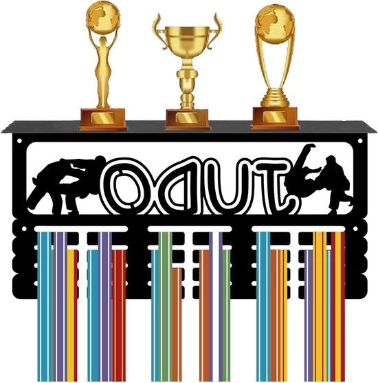 Display per medaglie sportive con piastra di trofeo e ganci - più di 70 medaglie