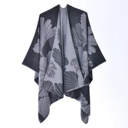 Elegante scialle da donna in cashmere spesso, stile mantella, due in uno