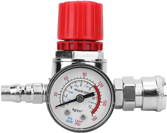 Misuratore di pressione per compressore d'aria con sensore di pressione e valvola di regolazione