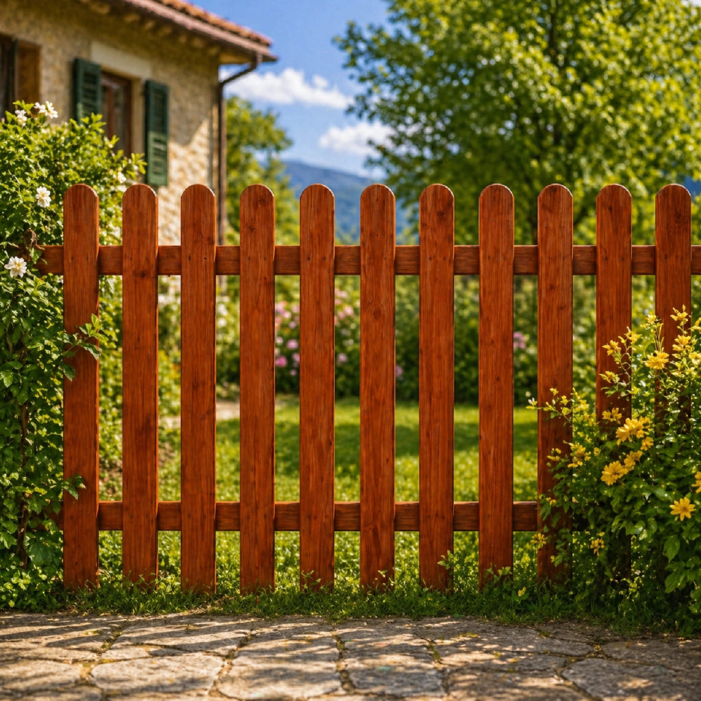 Recinzione In Legno Di Pino Per Giardino E Orto Staccionata Decorativa Con Doghe Arrotondate Protezione Perimetrale Outdoor Resistente Alle Intemperie 200 x 80 Cm Legno Scuro