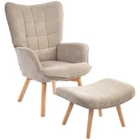 Poltrona con Poggiapiedi in Stile Contemporaneo, in Tessuto Effetto Velluto, 72x80x101 cm, Marrone Chiaro