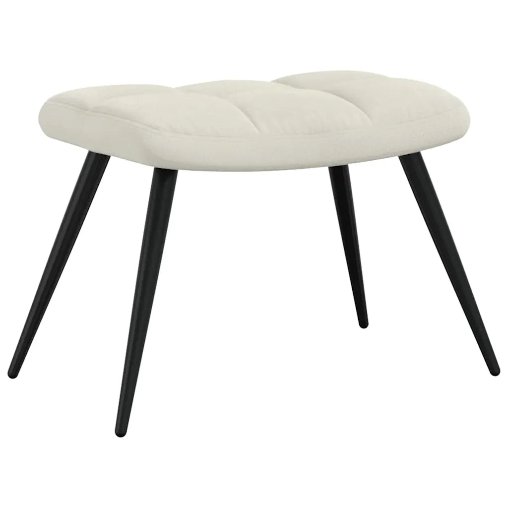 Divano Sedia-Poltrona Relax con Poggiapiedi Bianco Crema in Velluto 698968