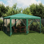 Tenda per Feste con 8 Pareti Laterali in Rete-Tenda Gazebo Verde 4x4 m HDPE