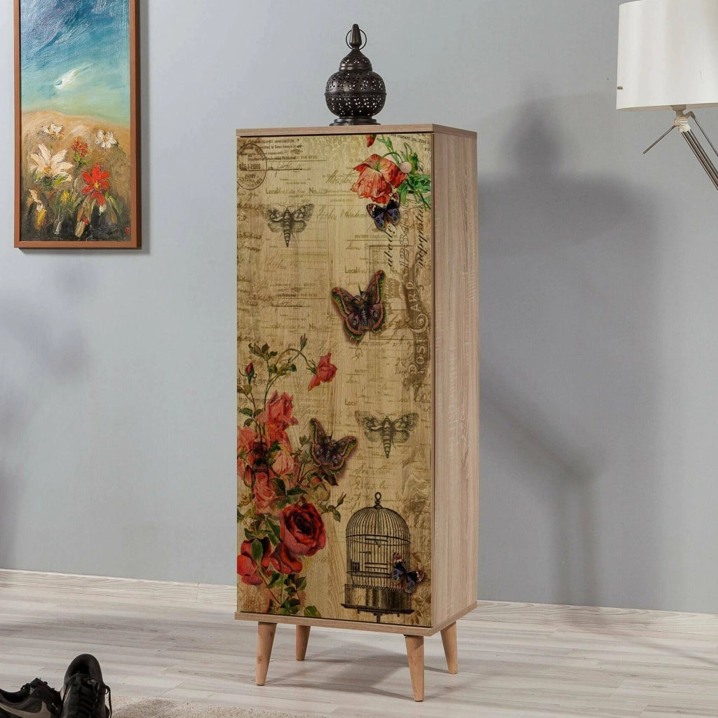 Mobile Portascarpe Dacrydium, Scarpiera 16 Paia, 50x38x135h cm Marrone Quercia
