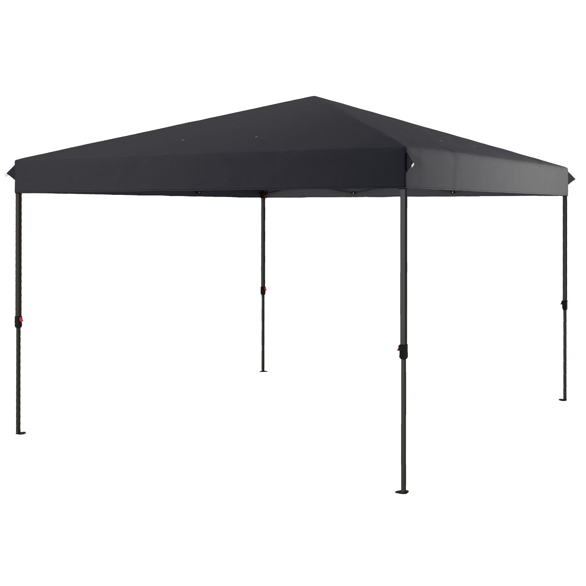 Gazebo Pieghevole 3.6x3.6m con Apertura a Bottone Altezza Regolabile e Borsa con Ruote Nero