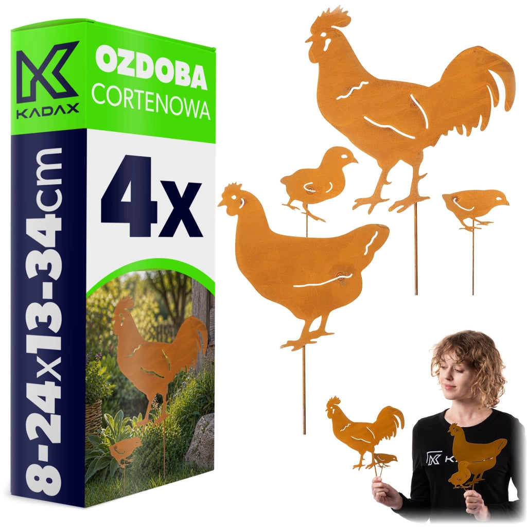 KADAX Ozdoba cortenowa Kury P25721 K16451 ZESTAW 1 PACZKA = 1 SZT !!!!