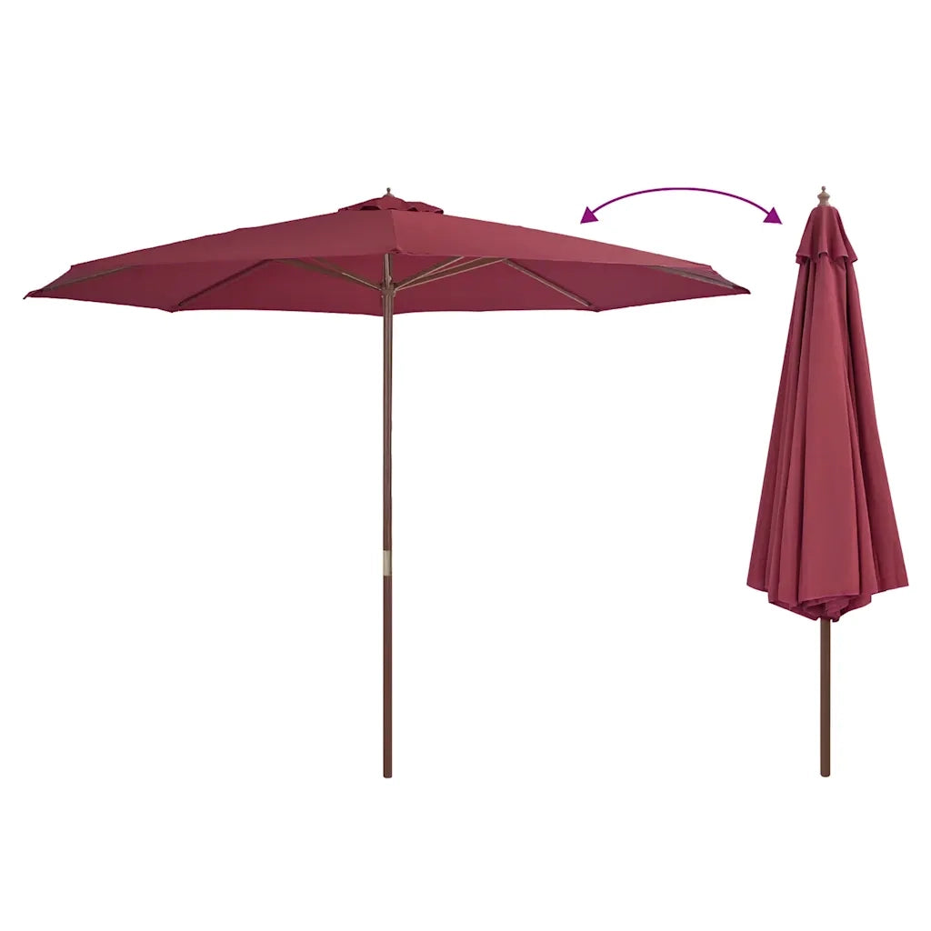 Ombrellone da Esterni-Ombrello da giardino con Palo in Legno 350 cm Rosso Borgogna