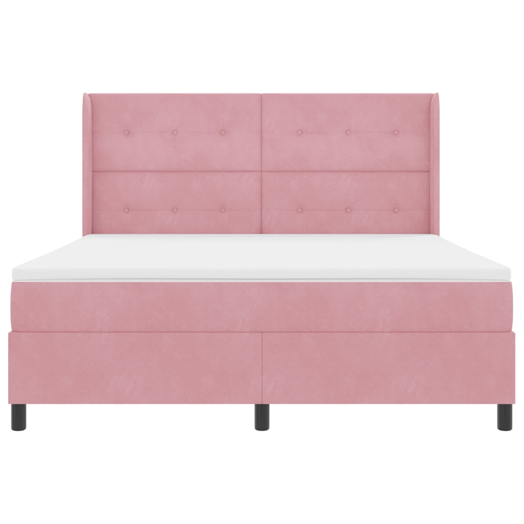 Letto a box spring con materasso rosa 180x200 cm in velluto