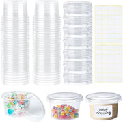60 confezioni di contenitori in plastica con coperchi, contenitori in plastica 4oz con coperchi, contenitori per salse e condimenti, 110ml