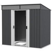 Casetta da Giardino Porta Attrezzi con 4 Finestre e 2 Ganci 195x122x181,5 cm in Acciaio Zincato Grigio