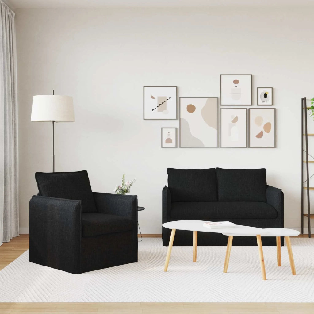 Set di divani 2 pcs Nero 136 x 82 x 85 cm Tessuto