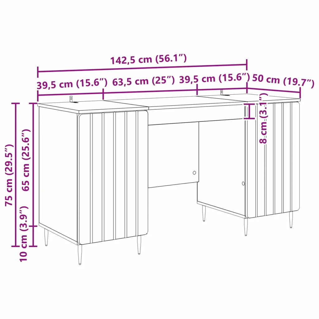 Scrivania Nero 142,5 x 50 x 75 cm Legno ingegnerizzato 3414586