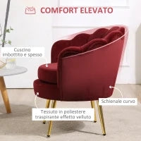 Poltrona a Conchiglia, Poltroncina Vintage, Poltroncina da Camera e Salotto, Design Elegante, con Schienale Alto, 76x67x74cm, Rosso Scuro