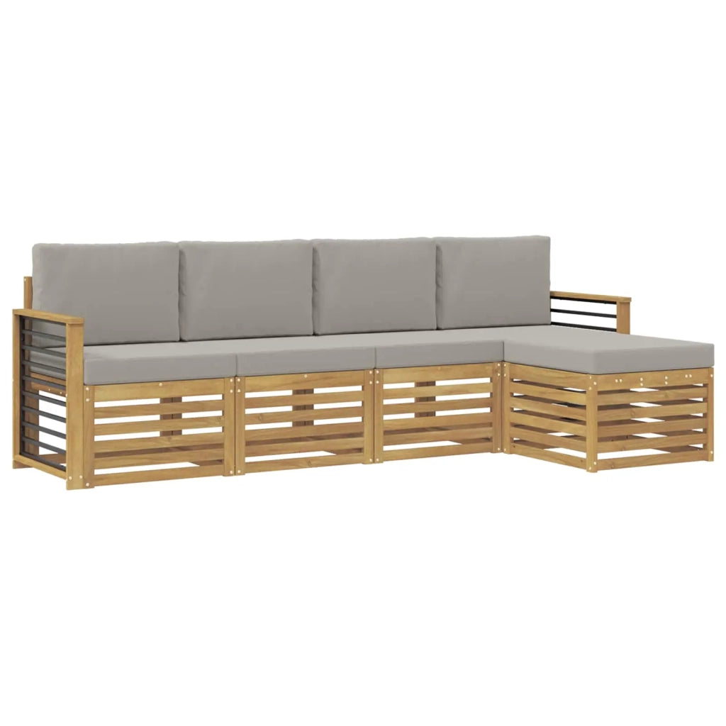 Set di divani da esterno 5 pcs Bianco e Grigio Chiaro