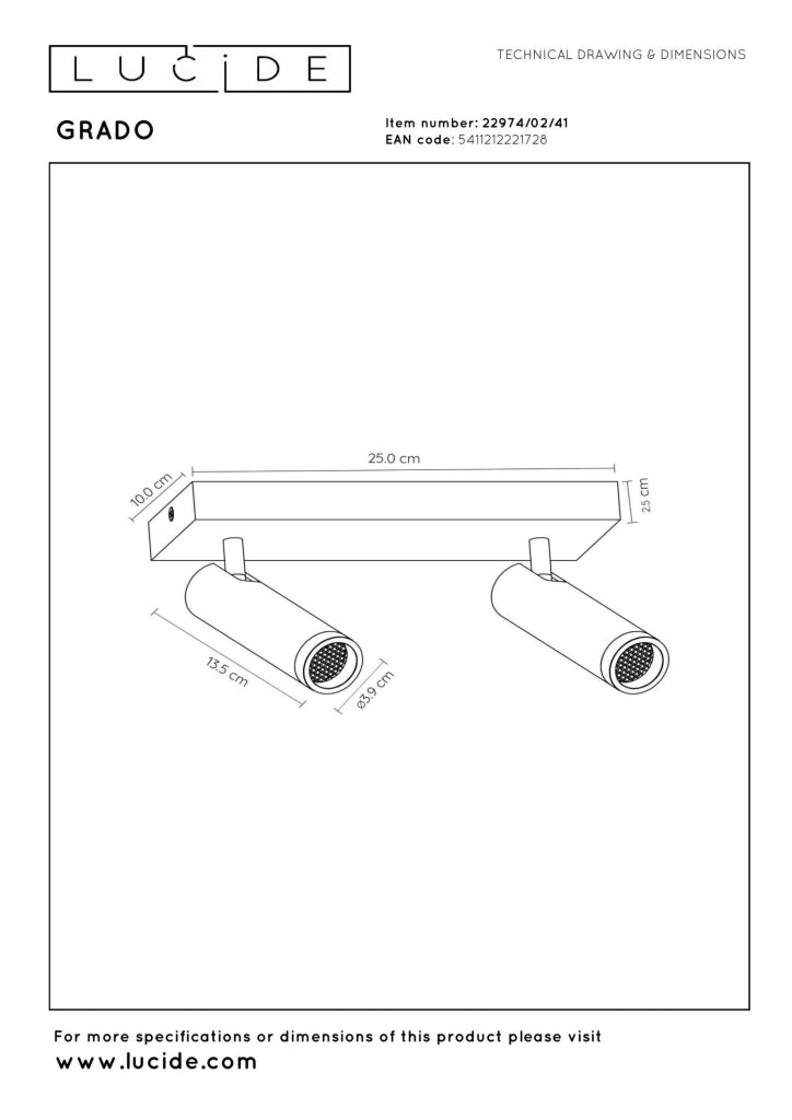 Faretto da soffitto rettangolare GRADO 2xMR11 taupe Lucide