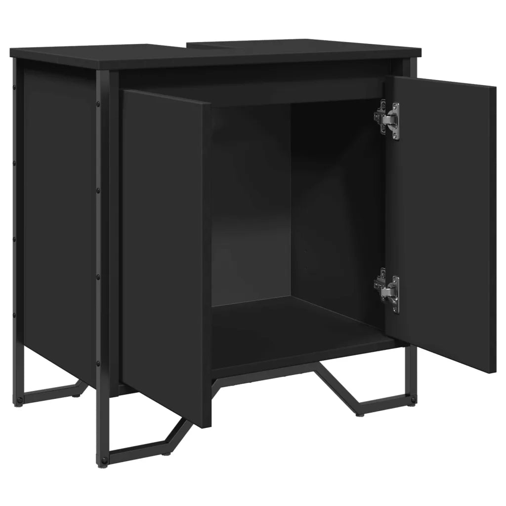 Mobile Lavabo Bagno Nero 60x35x60 cm in Truciolato 848654