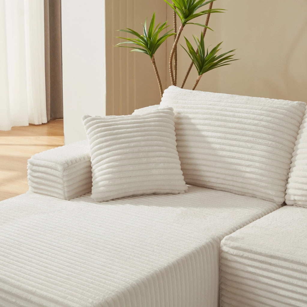 Divano modulare angolare bianco con schiuma e molle HOMVRA