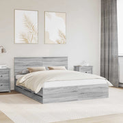 Struttura del letto con cassetto-Giroletto con contenitore-Rete del Letto Grigio Sonoma 160 x 200 cm 287912