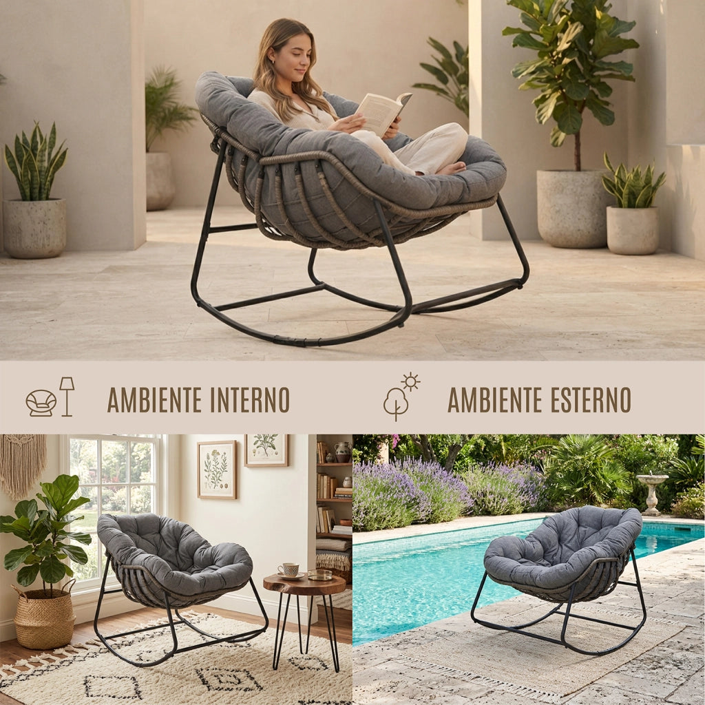Sedia a dondolo uovo, poltrona dondolo da giardino grigio – Dream - SD01DR