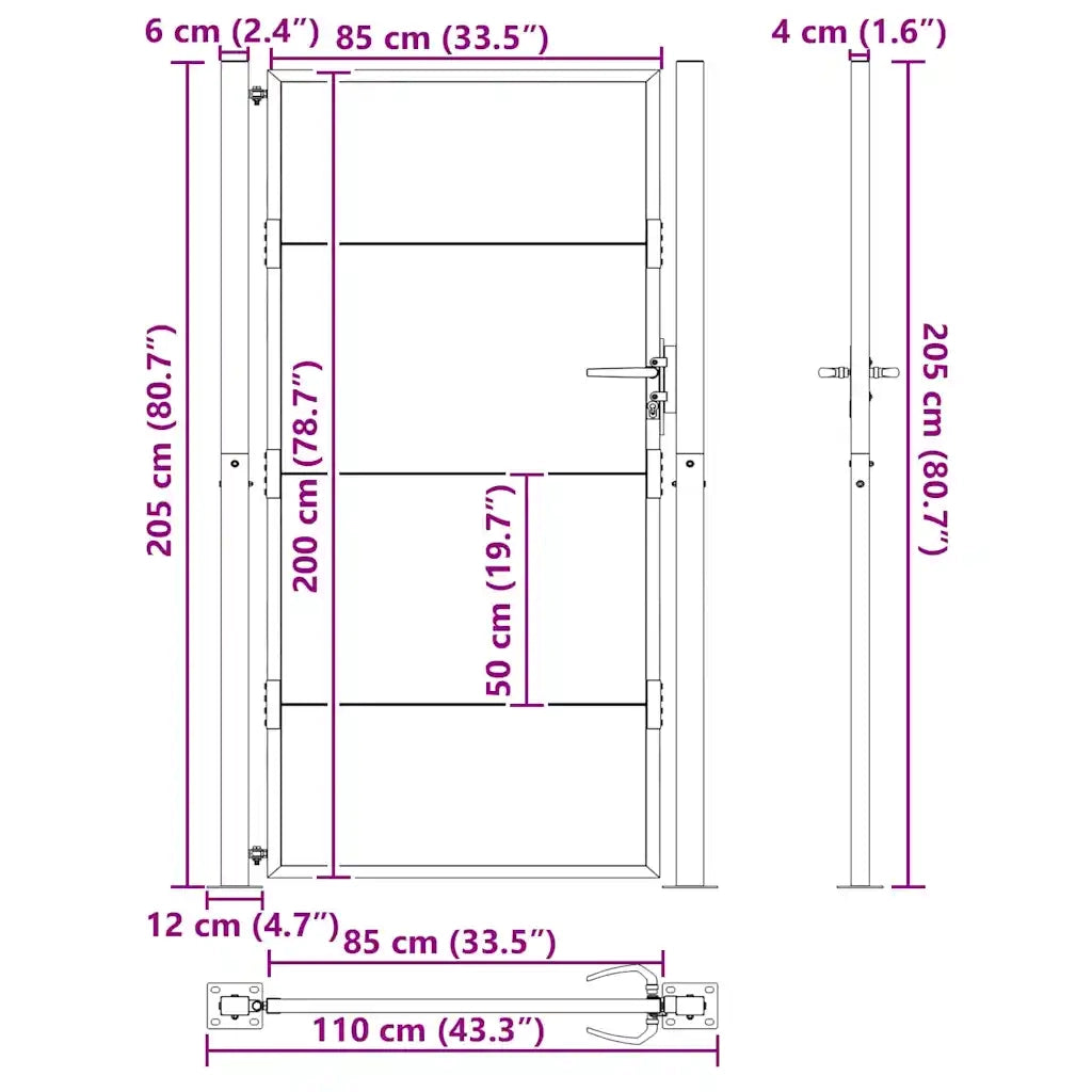 Cancello da giardino, Cancello da Giardino 105x200 cm in Acciaio Corten 42015913