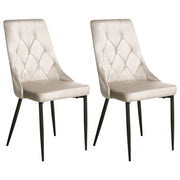 Set di 2 sedie da pranzo in velluto tortora con gambe nere in ferro Sedie imbottite moderne