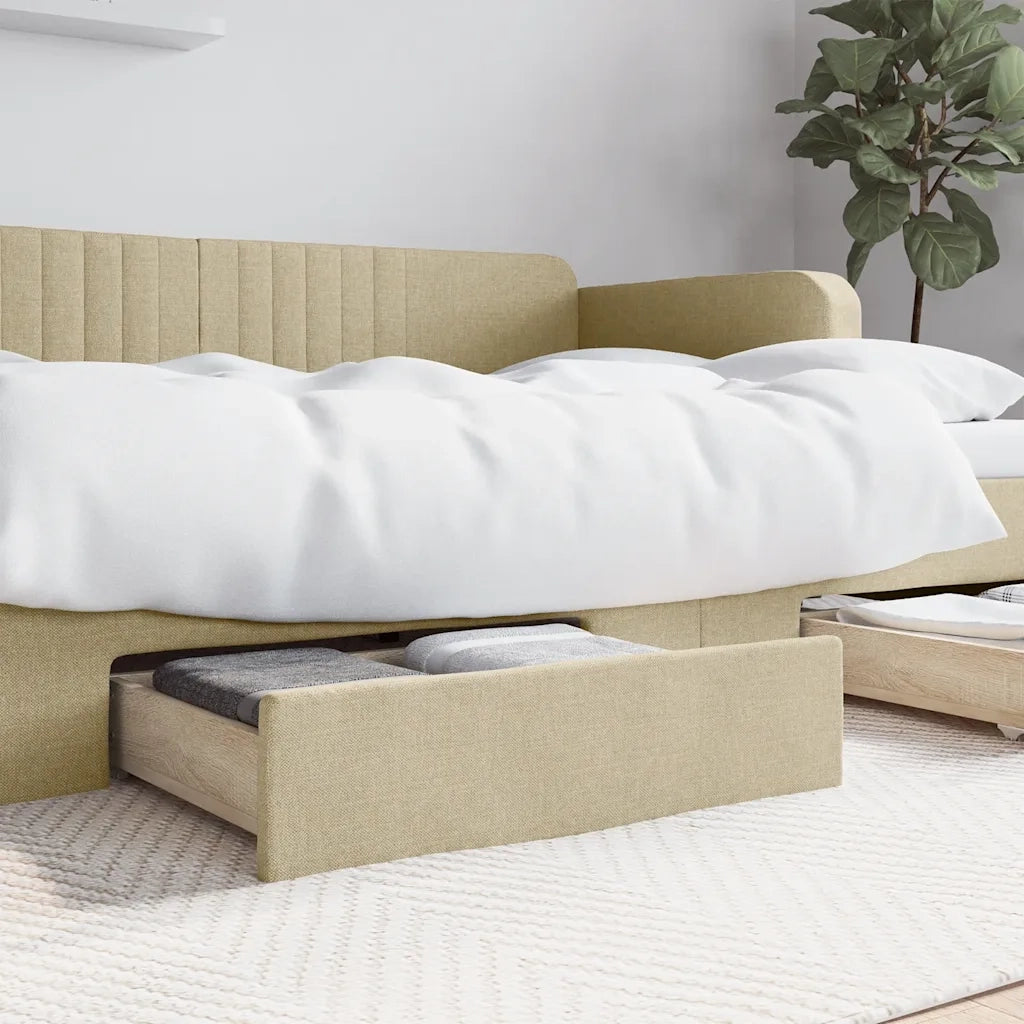 Cassetti da Letto 2 pz Crema in Legno Multistrato e Tessuto CFW7414051