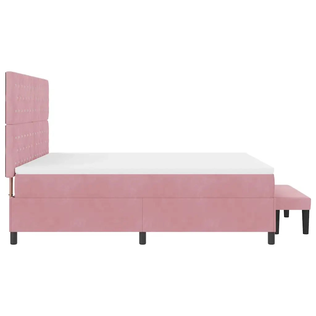 Letto a molle con testiera Rosa 200 x 180 cm Velluto 3344467