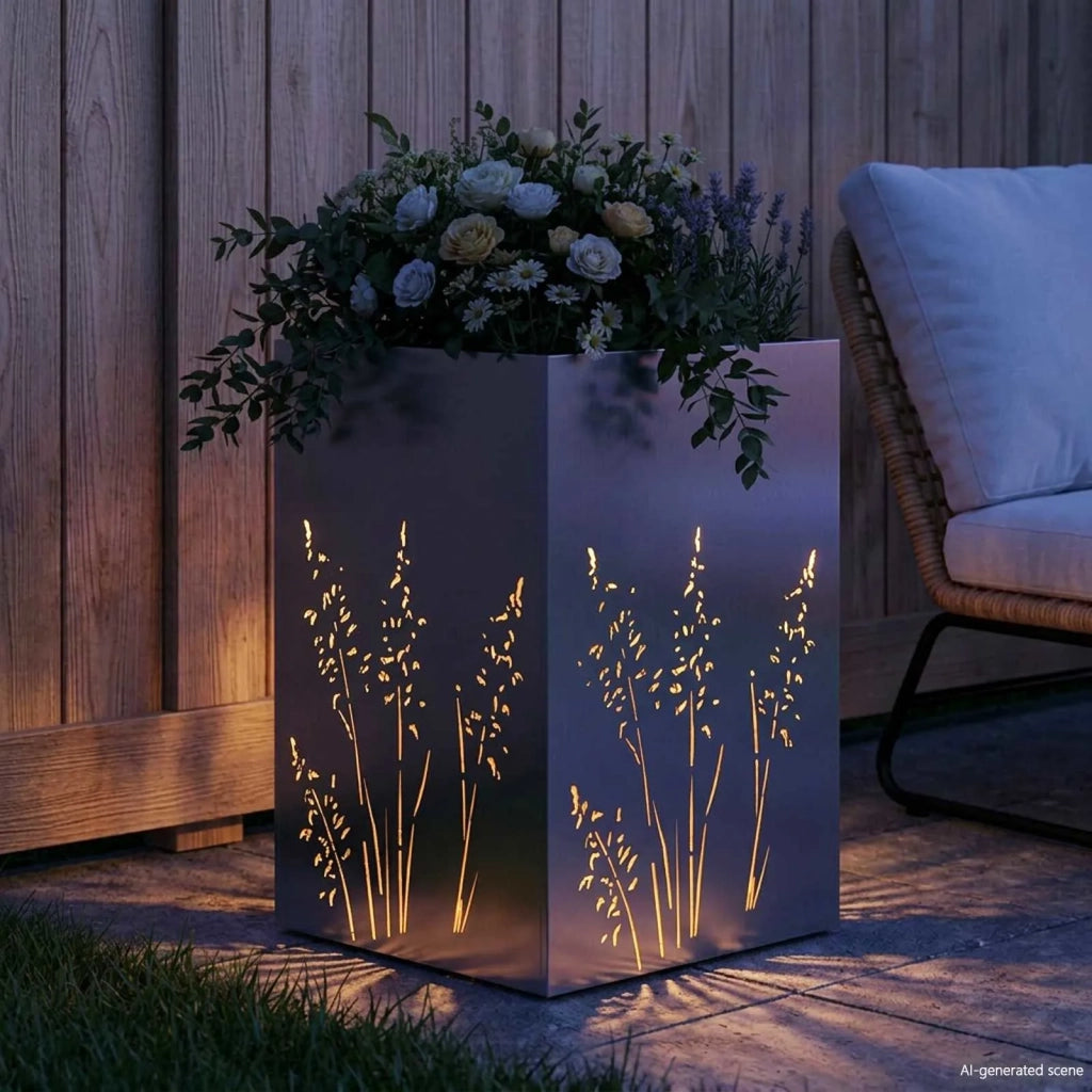 Vaso da giardino Argento 50 x 50 x 75 cm Acciaio Inox 8005772