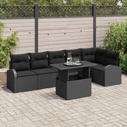 Set Divano da Giardino con archiviazione 7 pcs Nero polyrattan 3348659