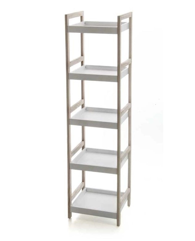 MAURY'S SCAFFALE IN LEGNO BIANCO DA BAGNO CON 5 RIPIANI 33X30X130 CM