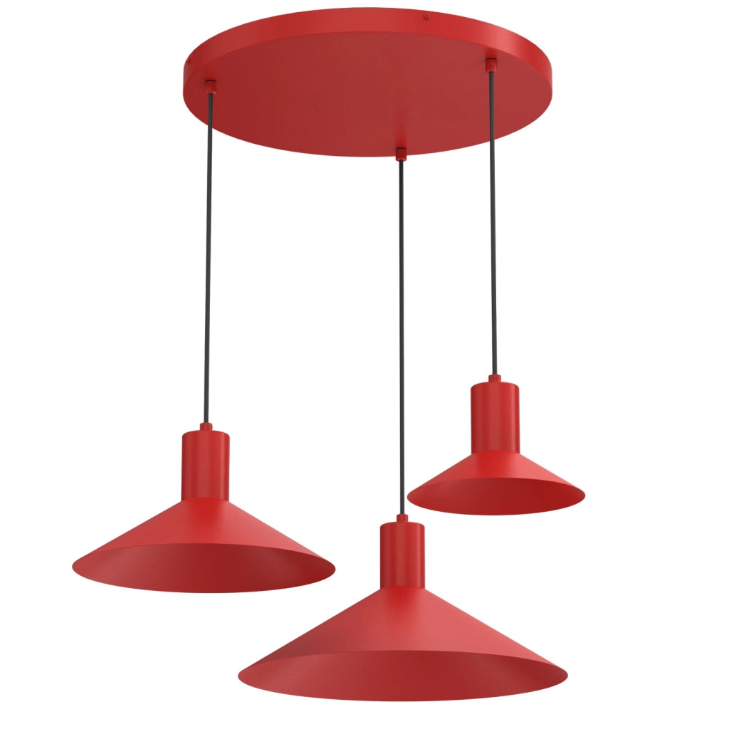 Lampadario sospeso Nox 3xGU10 rosso acciaio Luminex