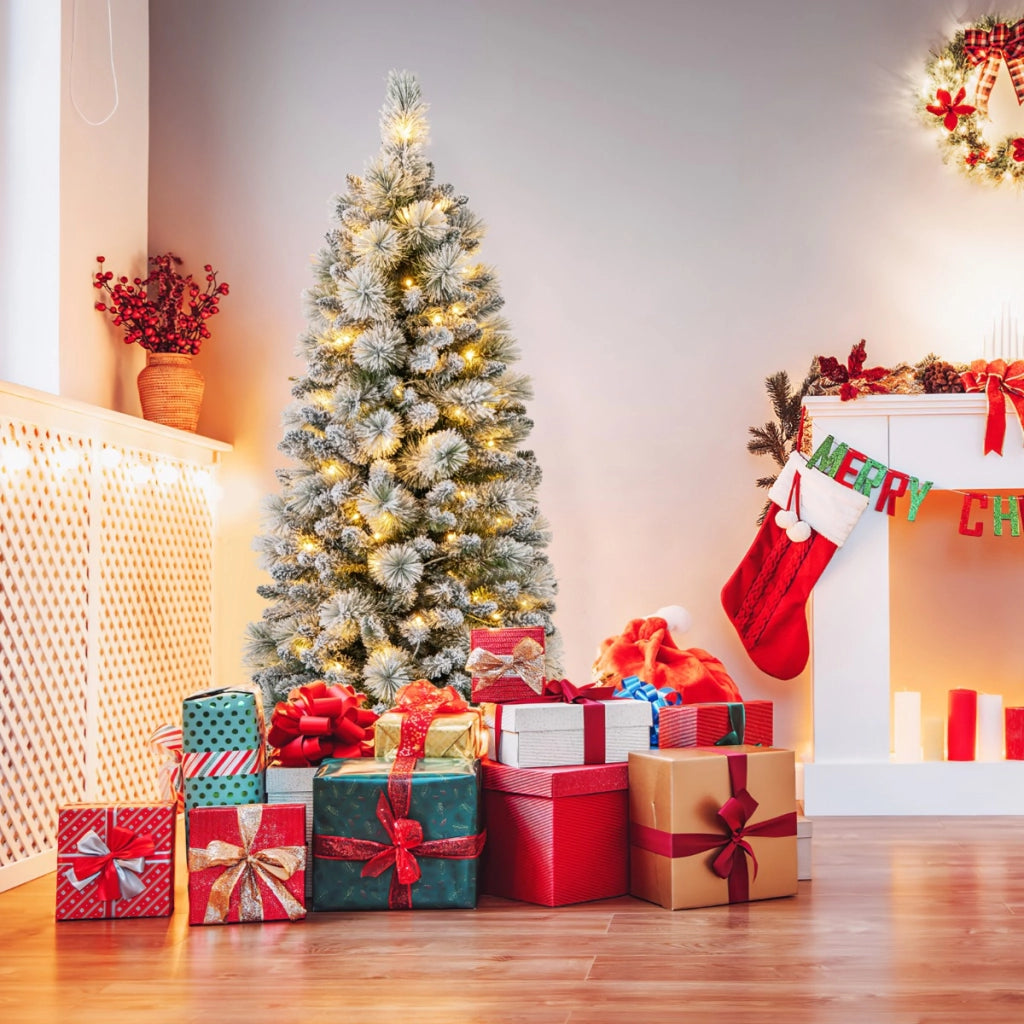 Albero artificiale aghi pino led e babbo natale gonfiabile orso, Albero natale pieghevole bianco caldo e gonfiabile di natale-Natale