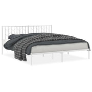 Letto matrimoniale | Letto per adulti | Giroletto con Testiera Metallo Bianco 183x213 cm