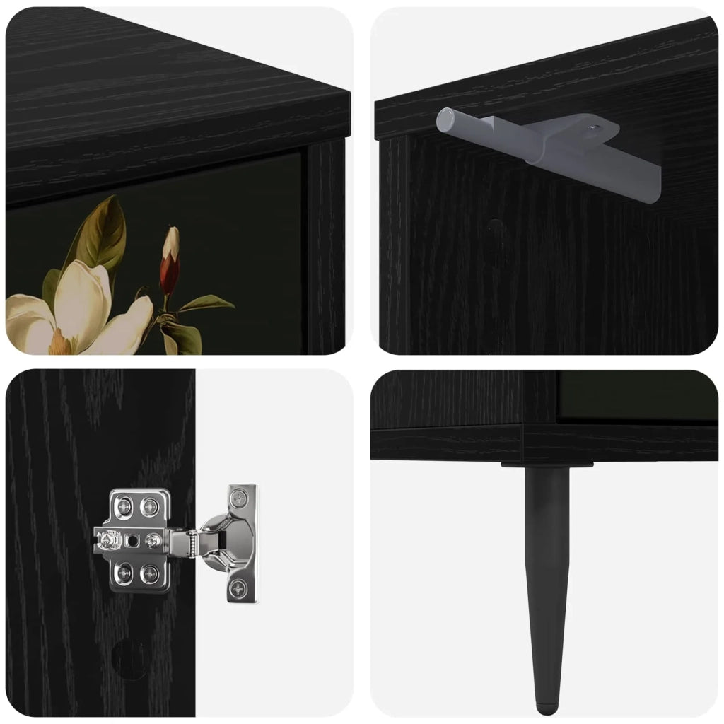 Armadio da Notte BREMEN 2 pz Rovere Nero 36 x 33 x 51 cm 8007266