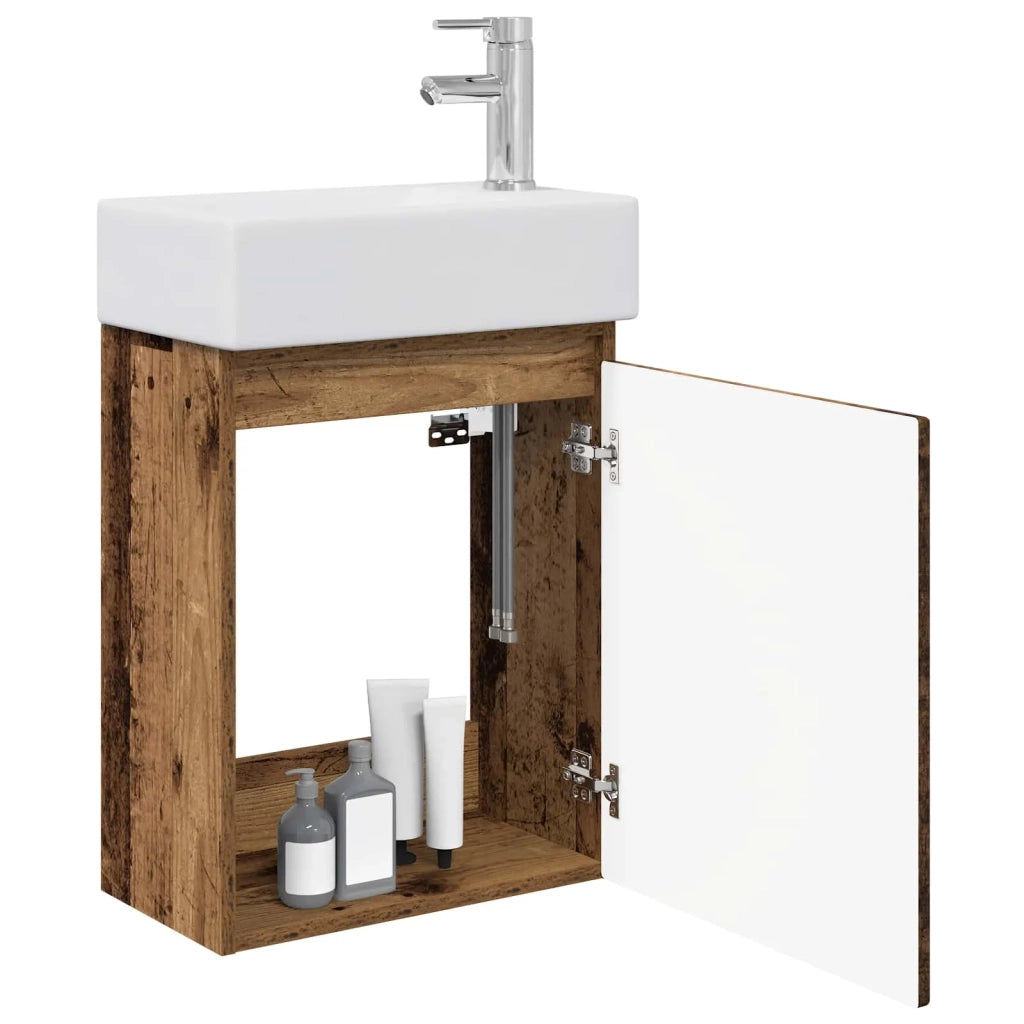Mobile bagno con rubinetto Legno antico 45,5 x 22,5 x 84 cm