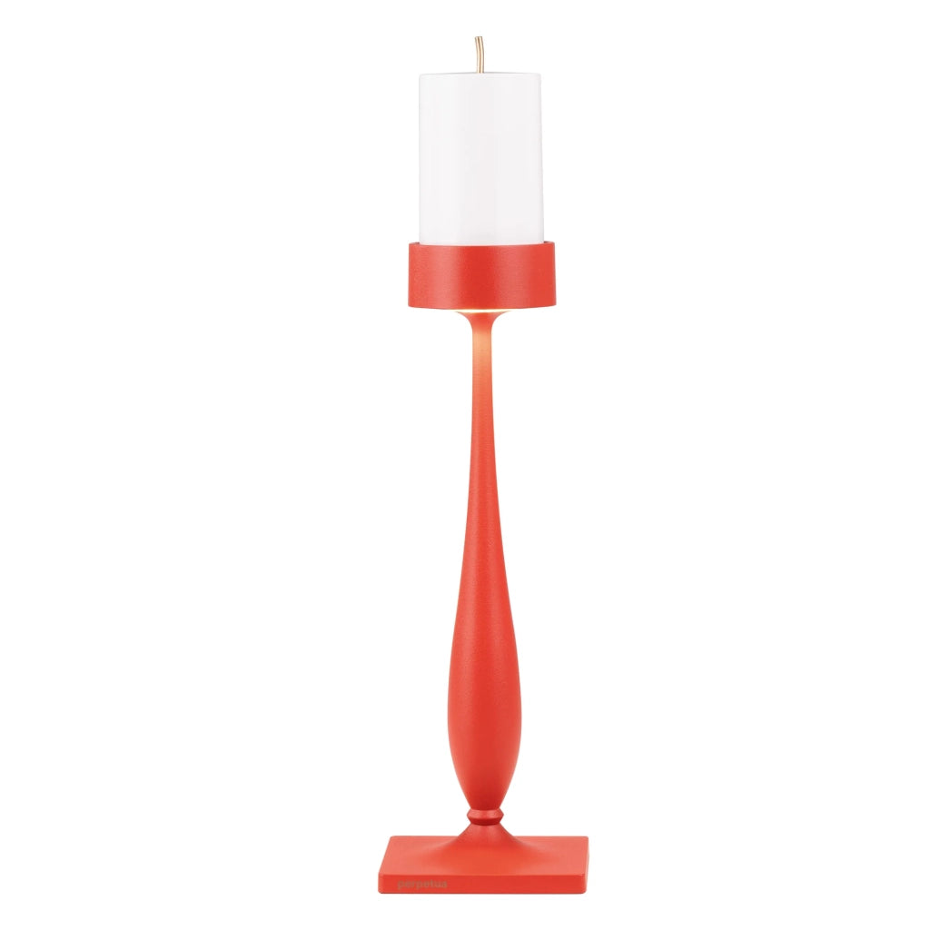Perpetua Lampada da Tavolo Barocco Senza Fili LED in Alluminio Rosso con Stelo Sagomato, Batteria Rimovibile, Dimmerabile e Grado Protezione IP54