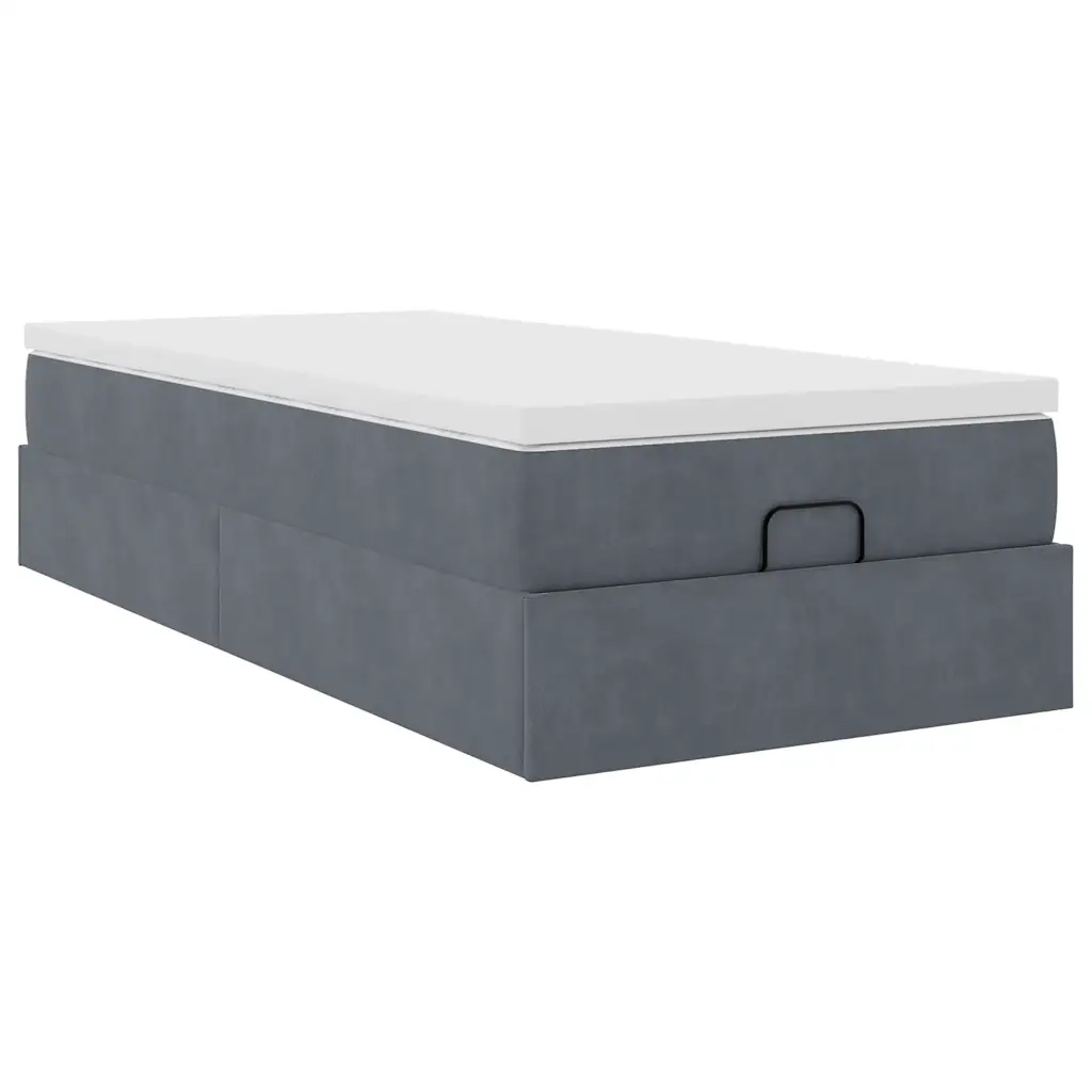 Struttura Letto Pouf con Materasso 90x200 cm in Velluto 3311160