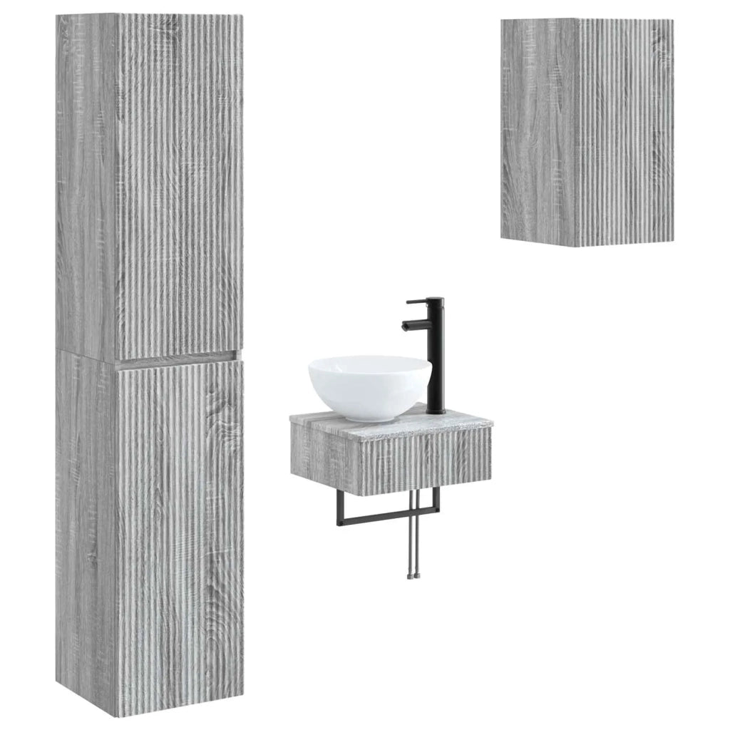 Set di mobili per il bagno 3 pz Sonoma grigio 3406049