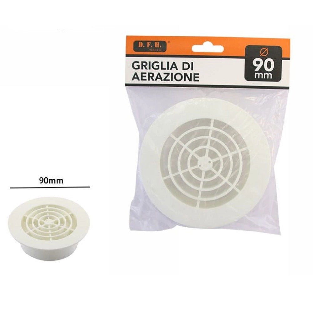 Trade Shop - Griglia Di Ventilazione Rotonda Diametro 90 Mm Aspirazione Aria Aerazione 71397 -