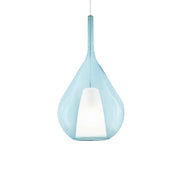 Sospensione Contemporanea Kalique Vetro Azzurro Bianco E Cromo 1 Luce E27 H59Cm
