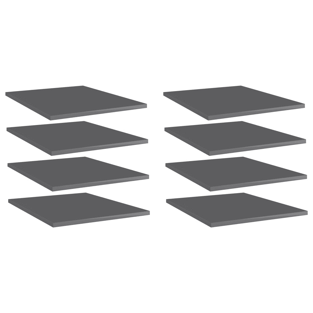 Ripiani per Libreria 8 pz Grigio Lucido 40x50x1,5 cm Truciolato