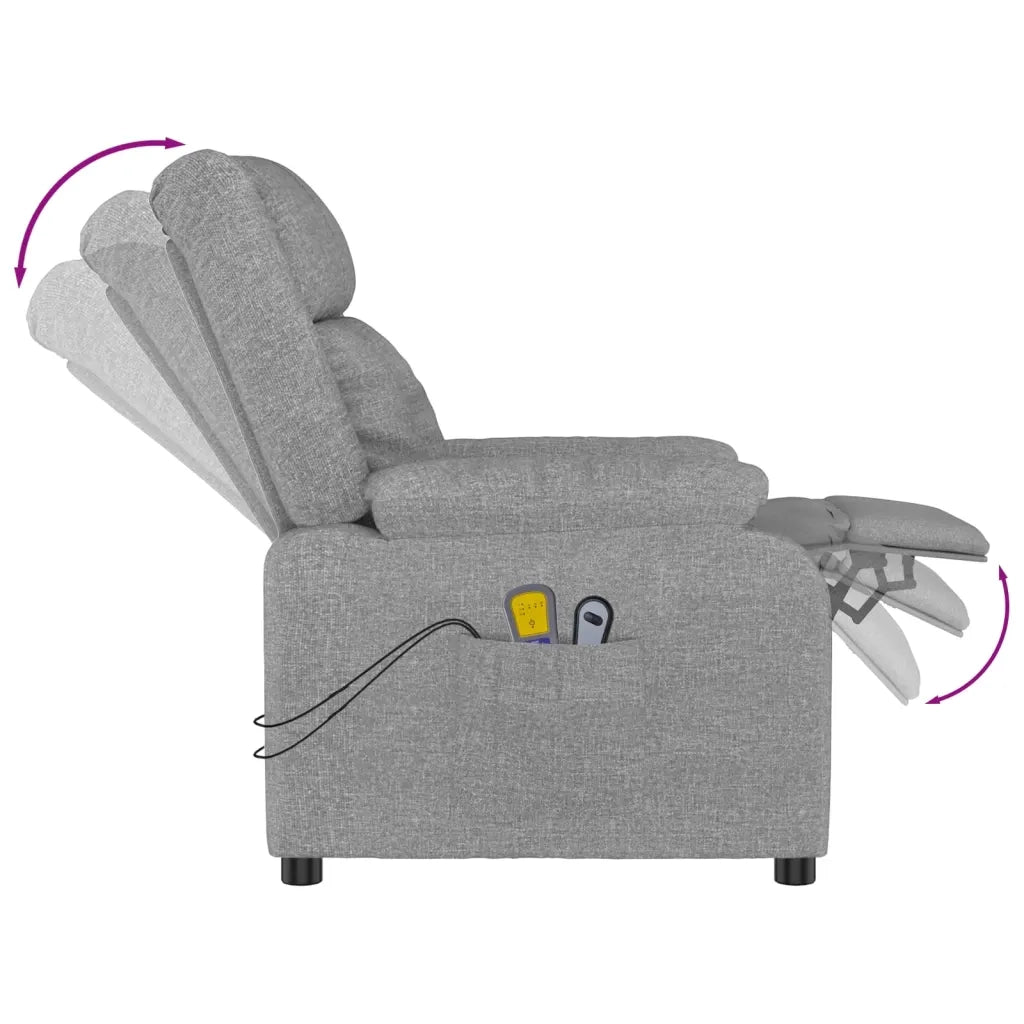 Poltrona Massaggiante | Sedia Relax Elettrica Grigio Chiaro in Tessuto