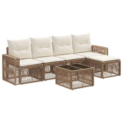 Set Divano da Giardino 6 pcs Beige e Bianco Crema polyrattan