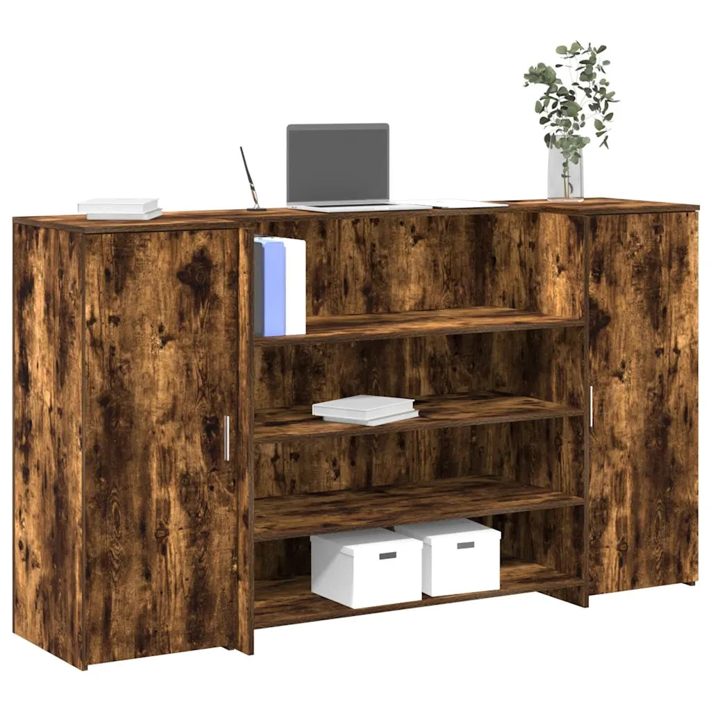 vidaXL Banco Reception Rovere Fumo 180x50x103,5cm in Legno Multistrato